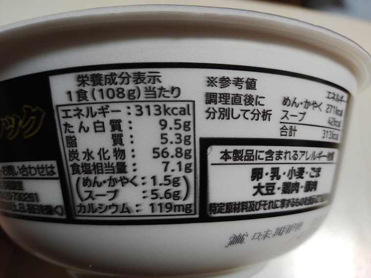 全国麺めぐり富山ブラックラーメンの栄養成分