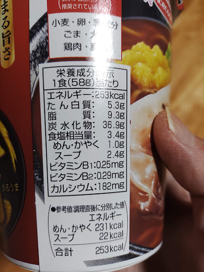 まる旨ワンタン中華そばの栄養成分