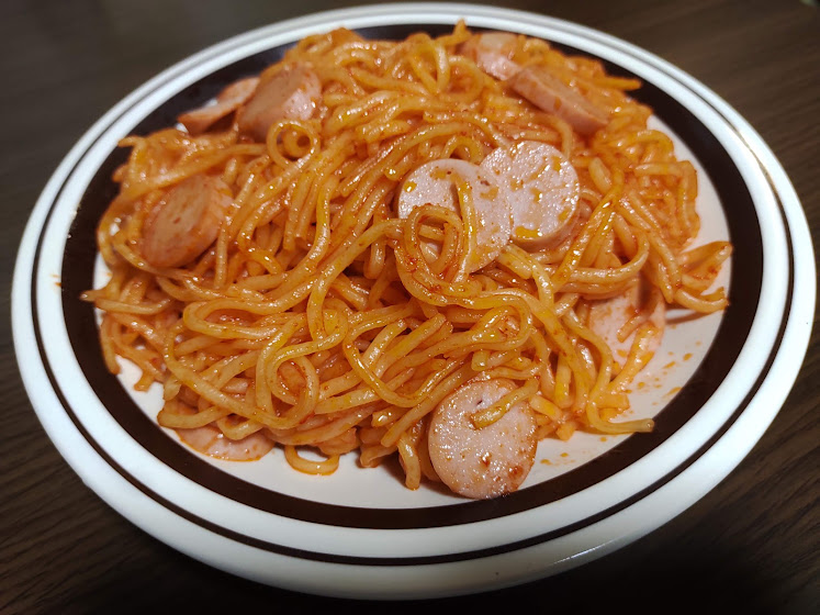 焼そばナポリタンの出来上がり